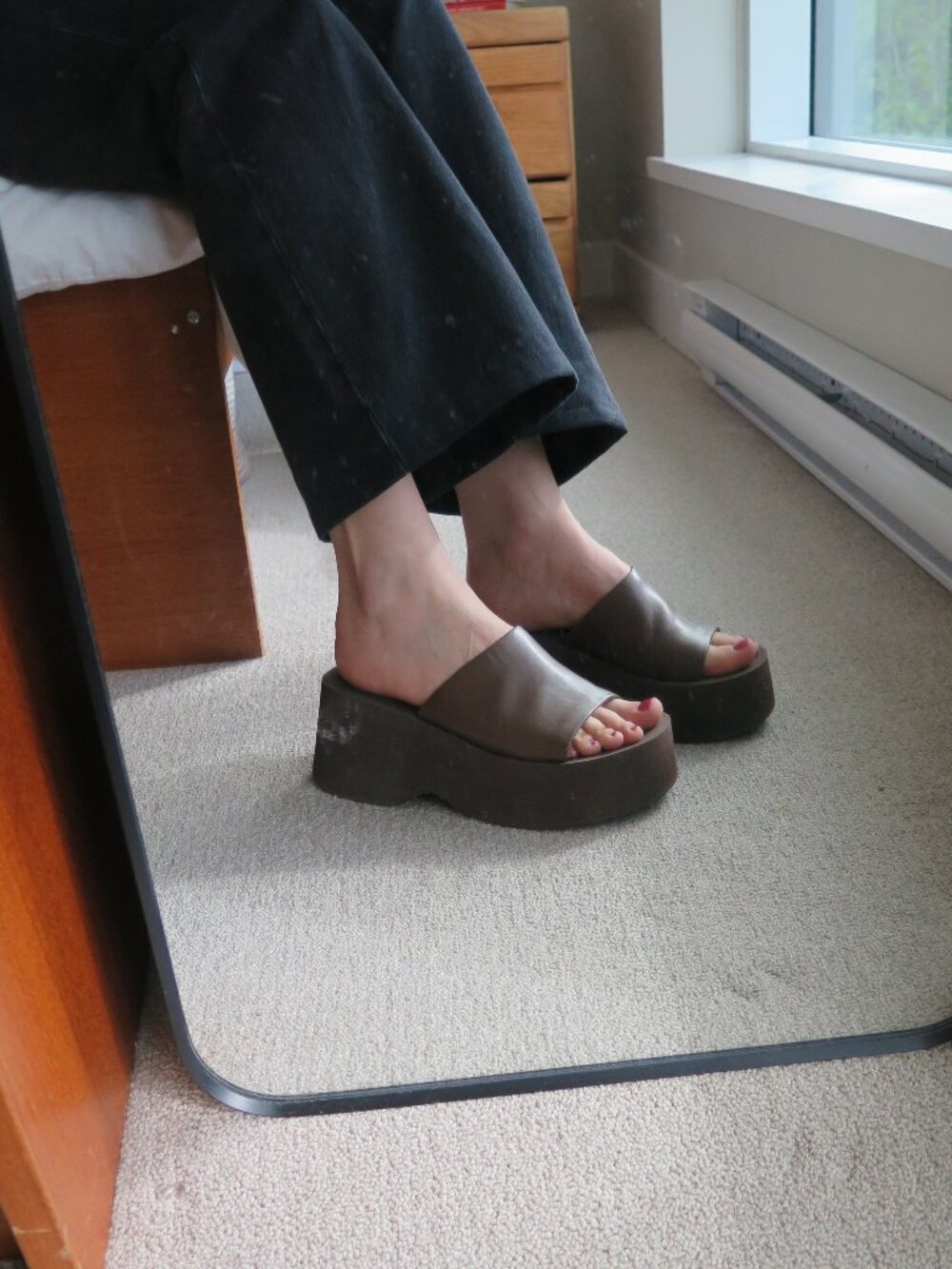 ITNO Two Wave Mule Platform Slides Brown Leather EU 38/US 7 - Picture 10 of 13